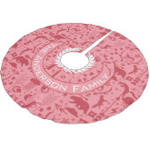 Red & Pink Weihnachtsfamilie Name Fox Bear Rentier Polyester Weihnachtsbaumdecke (Schrägansicht)