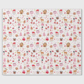 Red Pink Weihnachtsmann Claus Reindeer Wonderland Geschenkpapier (Flach)