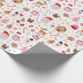Red Pink Weihnachtsmann Claus Reindeer Wonderland Geschenkpapier (Ecke)