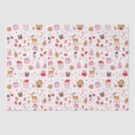 Red Pink Weihnachtsmann Claus Reindeer Wonderland Seidenpapier