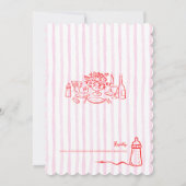 Red Pink Whimsical Doodle Let's Brunch Baby Shower Einladung (Rückseite)