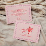 Red Pink Whimsical Handschriftlich Dankeskarte<br><div class="desc">Dieses Brautparty-Dankeschön-Kartenspiel verfügt über einen handgezeichnet Squiggle-Rahmen in einem lustigen und spielerischen Stil mit einem handgezeichneten Blume-Bouquet, begleitet von einem lässigen, handgeschriebenen Schriftart, der die Begeisterung und Freude der Veranstaltung perfekt einfängt. Die Karte kommt in einem wunderschönen Farbschema aus Rosa und Rot, das Gefühle von Wärme und Glück weckt. Diese...</div>