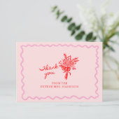 Red Pink Whimsical Handschriftlich Dankeskarte (Stehend Vorderseite)