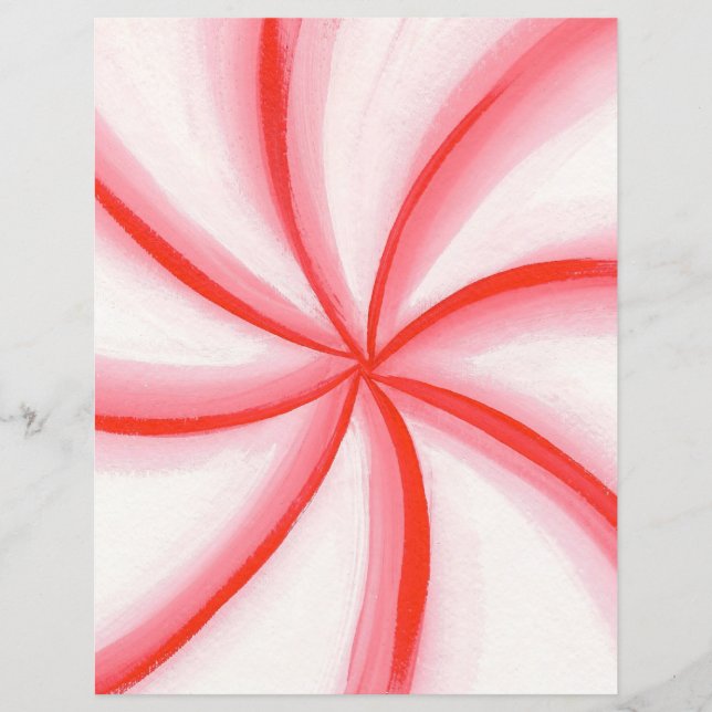 Red Pink White Candy Cane Swirl Scrapbook Paper (Vorderseite)