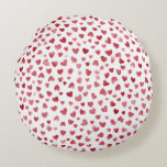 Red Pink White Hearts Love Rundes Kissen<br><div class="desc">Red Pink White Hearts Love Stripes</div>