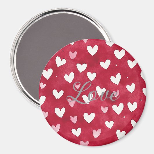 Red Pink White Hearts Magnet (Vorderseite/Rückseite)
