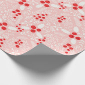 Red Pink White Holly Berries Mistletoe Christmas W Geschenkpapier (Ecke)