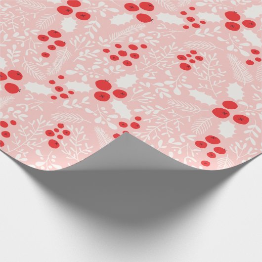 Red Pink White Holly Berries Mistletoe Christmas W Geschenkpapier (Ecke)