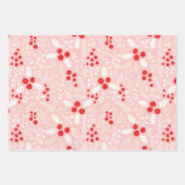 Red Pink White Holly Berries Mistletoe Weihnachten Geschenkpapier Set (Vorderseite)