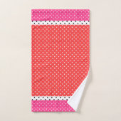 Red Pink White Polka Dots Badetuch Set (Handtuch)