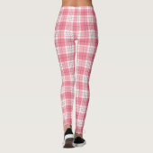 Red Pink White Summer Tartan Plaid Pattern Leggings (Rückseite)