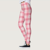 Red Pink White Summer Tartan Plaid Pattern Leggings (Links)