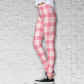 Red Pink White Summer Tartan Plaid Pattern Leggings
