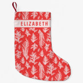 Red & Pink Winter Pine Branches Kleiner Weihnachtsstrumpf (Vorderseite)