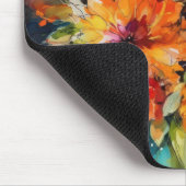 RED PINK YELLOW GREEN ABSTRACT WATERCOLOR FLOWERS MOUSEPAD (Ecke)