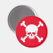 Red Pirate Jolly Rodger, Skull und Crossbones Magnet (Vorderseite/Rückseite)
