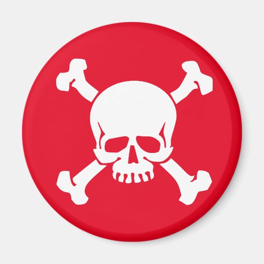 Red Pirate Jolly Rodger, Skull und Crossbones Magnet (Vorne)