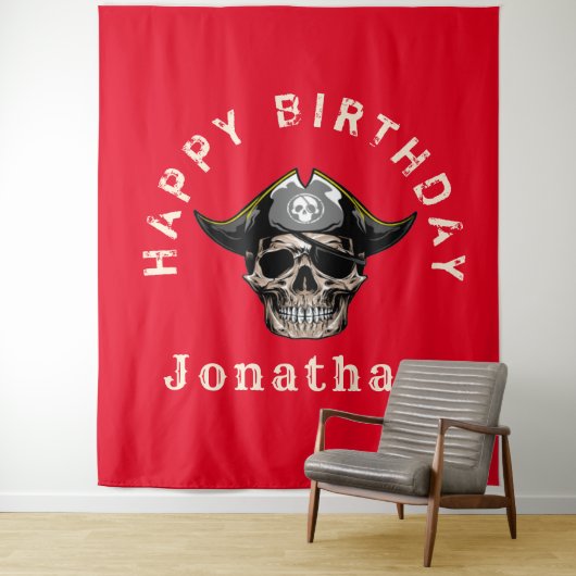 RED Pirate Skull Captain Pirate Jack Tapestry Wandteppich (Beispiel)