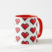 Red Pixel Heart Video Game Tasse (VorderseiteRechts)