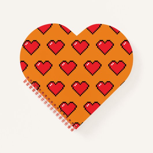 Red Pixel Herzmuster Notizblock (Vorderseite)