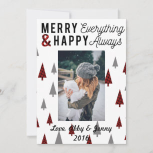 Red Pläd Christmas Card 5x7 Modern Dreieck Trees Feiertagskarte