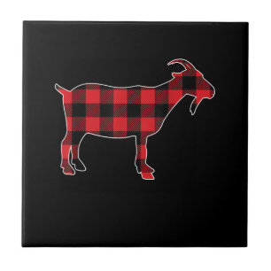 Red Pläd Goat Santa Christmas Fliese