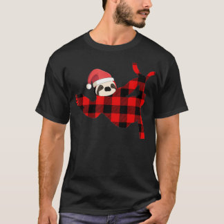 Red Pläd Sloth Pajama Family Buffalo Christmas ( T-Shirt