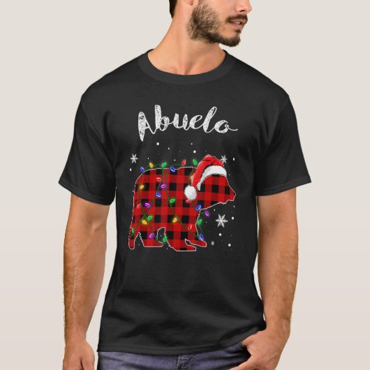 Red Plaid Abuelo Bear Matching Family Christmas Pa T-Shirt (Vorderseite)