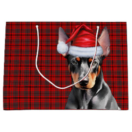 Red Plaid and Doberman Pinscher Dog Lover Holiday Große Geschenktüte