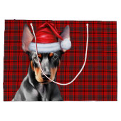 Red Plaid and Doberman Pinscher Dog Lover Holiday Große Geschenktüte (Rückseite)