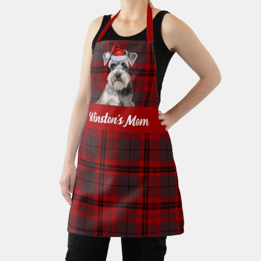 Red Plaid and Schnauzer Dog Christmas Schürze (InSitu)