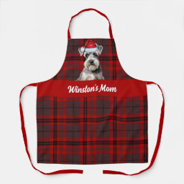 Red Plaid and Schnauzer Dog Christmas Schürze