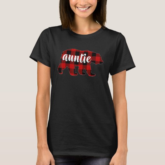Red Plaid Auntie Bear Matching Family Buffalo Chri T-Shirt (Vorderseite)