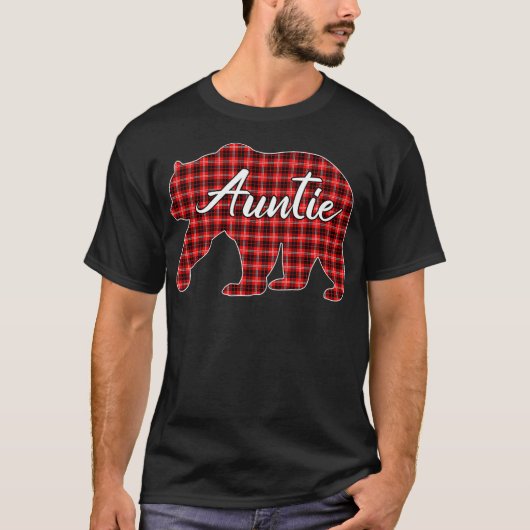 Red Plaid Auntie Bear Matching Pajama Family Buffa T-Shirt (Vorderseite)