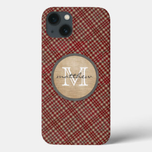 Red Plaid Background monogram Case-Mate iPhone Hülle