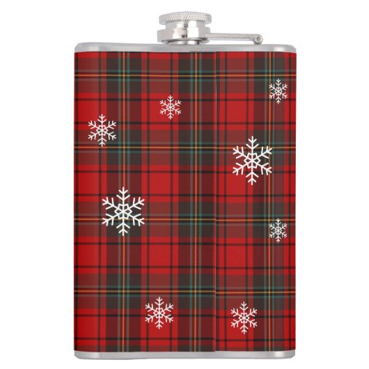 Red Plaid Blitzened Holiday Humor Drinking Flask Flachmann (Rückseite)