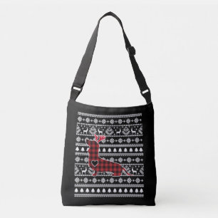Red Plaid Buffalo Dachshund Dog Christmas Tragetaschen Mit Langen Trägern