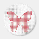 Red Plaid Butterfly on Polka Dot Magnet (Vorne)