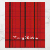 Red plaid christmas pattern weinetikett (Einzelnes Label)