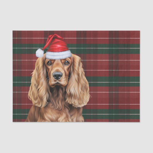 Red Plaid Cocker Spaniel Dog Christmas Seidenpapier (Vorderseite)