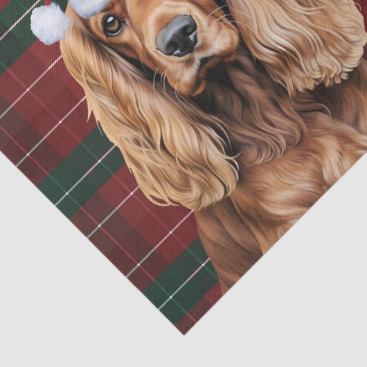 Red Plaid Cocker Spaniel Dog Christmas Seidenpapier (Ausschnitt)