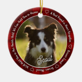 Red Plaid Dog Memorial Photo Forever Loved Keramik Ornament (Vorne)