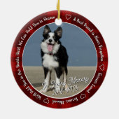Red Plaid Dog Memorial Photo Forever Loved Keramik Ornament (Hinten)