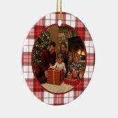 Red Plaid Family Christmas Keramik Ornament (Rechts)