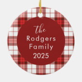 Red Plaid Family Christmas Keramik Ornament (Hinten)