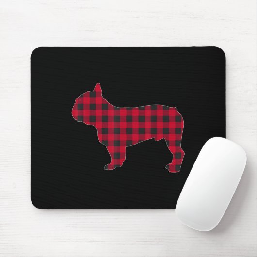Red Plaid French Bulldog Dog Lover Matching Christ Mousepad (Mit Mouse)