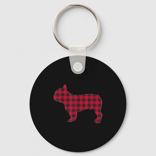 Red Plaid French Bulldog Dog Lover Matching Christ Schlüsselanhänger (Vorderseite)