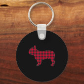 Red Plaid French Bulldog Dog Lover Matching Christ Schlüsselanhänger (Vorderseite)