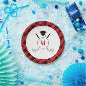 Red Plaid Golf Themed Graduation Party Pappteller (Party)