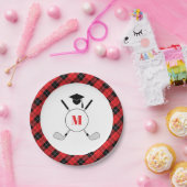 Red Plaid Golf Themed Graduation Party Pappteller (Party)